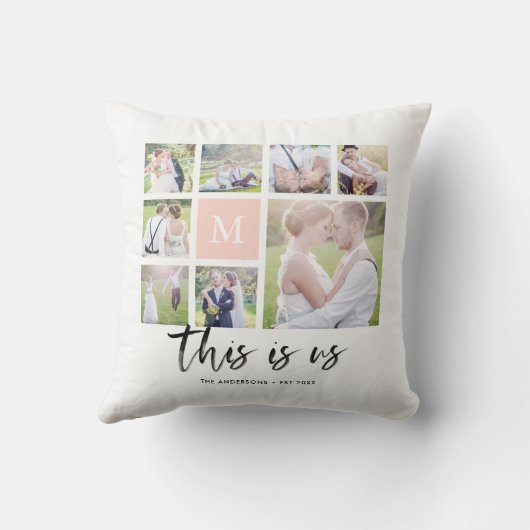 Aangepaste monogram This is Us Fotocollage Kussen (Achterkant)