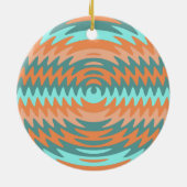 Aangepaste monogram tribaal koraal Aqua Ripples-go Keramisch Ornament (Achterkant)