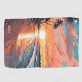 Aangepaste Monogram Tropical Beach Sunset Golfhanddoek (Horizontaal)