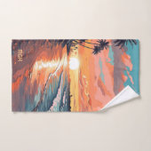 Aangepaste Monogram Tropical Beach Sunset Handdoek (Handdoek)