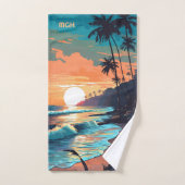 Aangepaste Monogram Tropical Beach Sunset Handdoek (Handdoek)