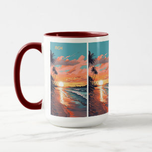 Aangepaste Monogram Tropical Beach Sunset Mok