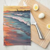 Aangepaste Monogram Tropical Beach Sunset Theedoek (Quarter Fold)