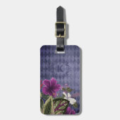 Aangepaste monogram tropische bloemen bagagelabel (Voorkant verticaal)