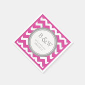Aangepaste Monogram Trouwservet Roze Grijs Chevron Servetten (Hoek)