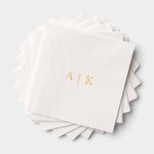 Aangepaste Monogram Trouwservetten - Gouden Folie Servetten