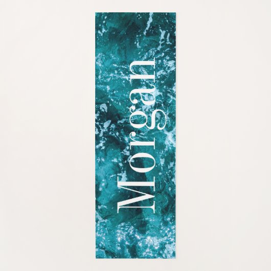 Aangepaste Monogram Turquoise Zee Waves Yogamat (Voorkant)