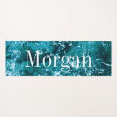 Aangepaste Monogram Turquoise Zee Waves Yogamat (Voorkant (horizontaal))