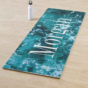 Aangepaste Monogram Turquoise Zee Waves Yogamat