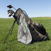 Aangepaste Monogram Uw Initiële Naam Witte Roos Golfhanddoek (Groen)