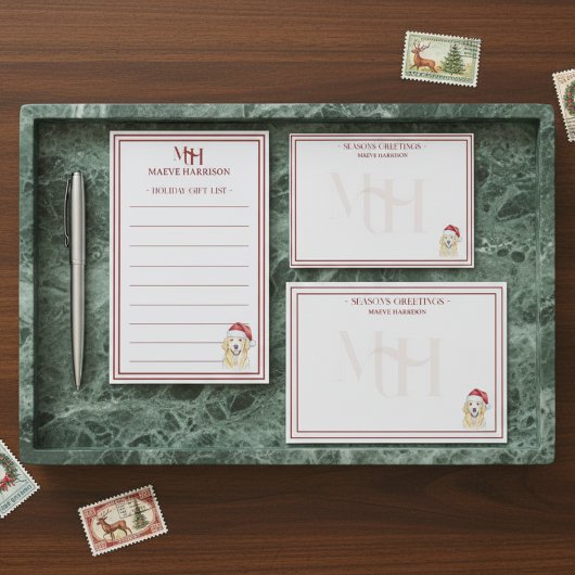 Aangepaste Monogram Vakantie Golden Retriever Sant Post-it® Notes