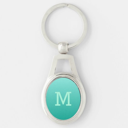 Aangepaste monogram van Emerald Gradient-sleutelke Sleutelhanger (Voorkant)