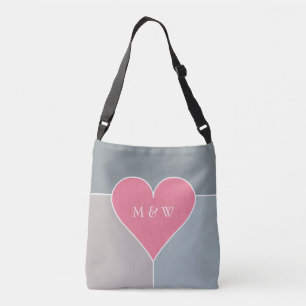 Aangepaste monogram van het Hart Patroon Crossbody Tas