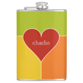 aangepaste monogram van het Heart Pattern-kolf Heupfles (Voorkant)