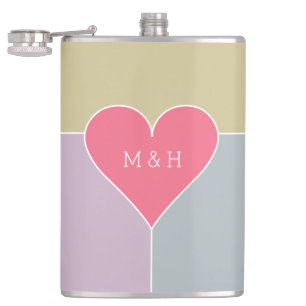 aangepaste monogram van het Heart Pattern-kolf Heupfles