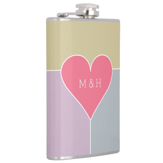 aangepaste monogram van het Heart Pattern-kolf Heupfles (Rechts)