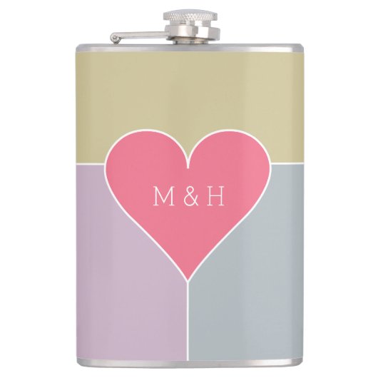 aangepaste monogram van het Heart Pattern-kolf Heupfles (Voorkant)