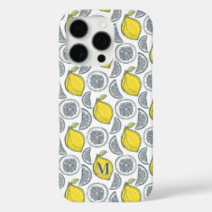 Aangepaste monogram van het Lemon Pattern telefoon iPhone 16 Pro Hoesje