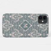 Aangepaste monogram van het Patroon van het Damasc Case-Mate iPhone Case (Achterkant (horizontaal))