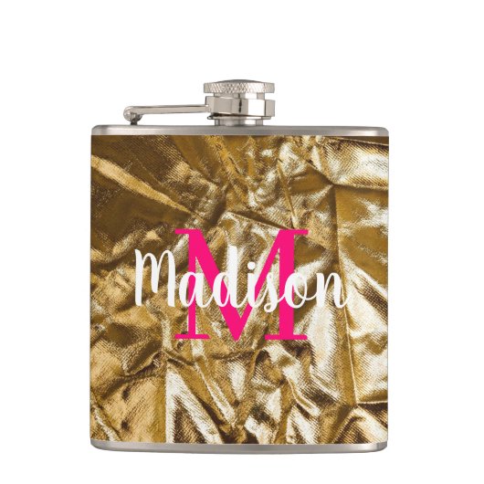 Aangepaste Monogram Verjaardag Gift Vrouw, Bruid,  Heupfles (Voorkant)