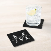 Aangepaste monogram vierkante kartonnen onderzetter (Insitu)