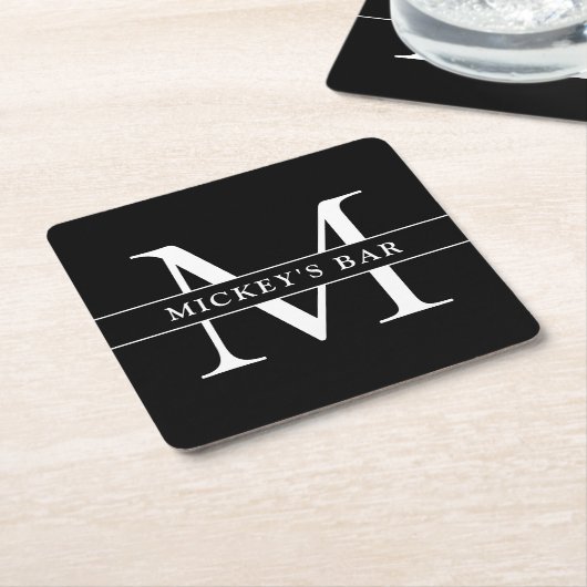 Aangepaste monogram vierkante kartonnen onderzetter (Schuin)