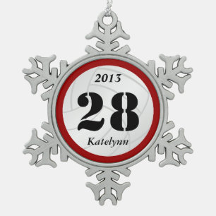 Aangepaste monogram Volleyball-versiering Tin Sneeuwvlok Ornament