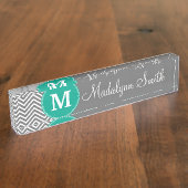 Aangepaste monogram voor kolen Chevrons Patroon Naambordje (Zijkant)