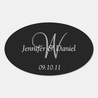 Aangepaste monogram W-wijnlabels Ovale Sticker