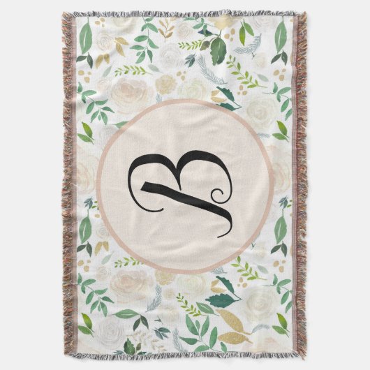 Aangepaste monogram Waterverf Groene Ivy Floral Bl Deken (Voorkant Verticaal)
