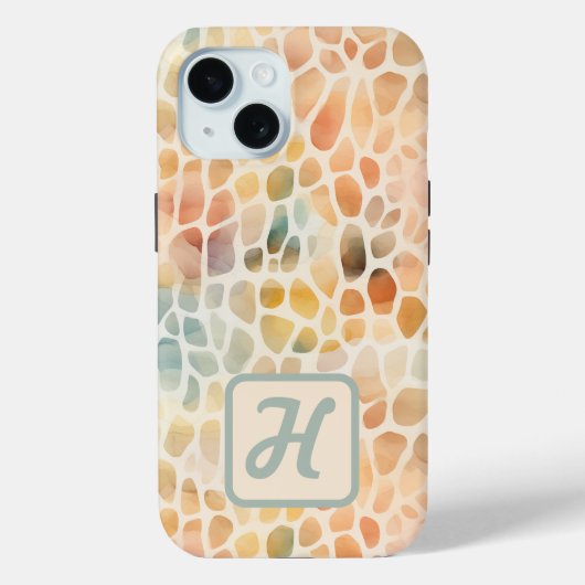 Aangepaste Monogram Waterverf Kleurrijk Case-Mate iPhone Case (Achterkant)