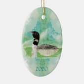 Aangepaste monogram Waterverf Loon Bird Keramisch Ornament (Rechts)
