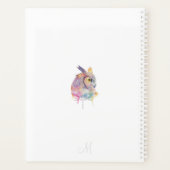 Aangepaste monogram waterverf Owl Planner (Achterkant)