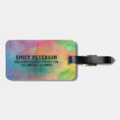 Aangepaste monogram Waterverven achtergrond Bagagelabel (Achterkant horizontaal)