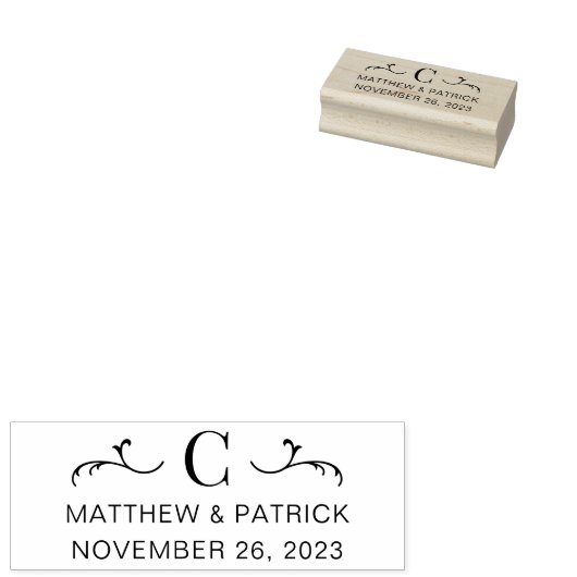 Aangepaste monogram-weddenschappen en datum 	rubberstempel (Gestempeld)