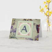 AANGEPASTE MONOGRAM-Wenskaart Kaart (Gele Bloem)
