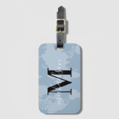 Aangepaste monogram wereldreisbureau - Blauwe kaar Bagagelabel (Voorkant (verticaal))