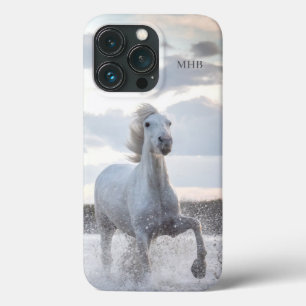 Aangepaste Monogram White Horse-telefoongevallen iPhone 13 Pro Hoesje