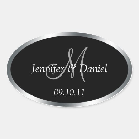 Aangepaste monogram-wijnlabels om aan te passen ovale sticker (Voorkant)