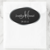 Aangepaste monogram-wijnlabels om aan te passen ovale sticker (Tas)