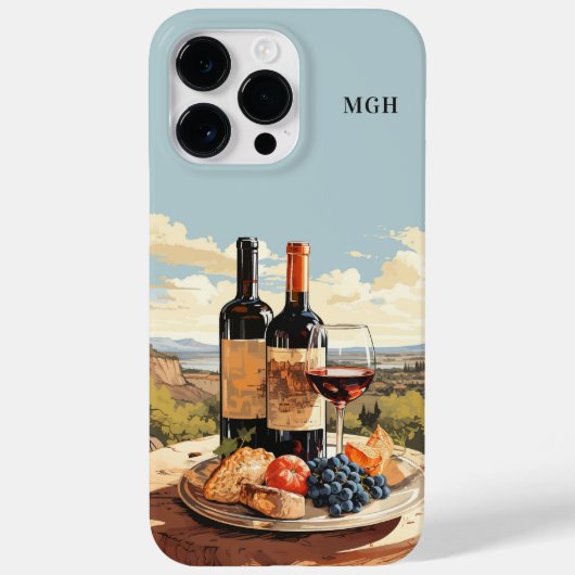 Aangepaste Monogram Wijnliefhebber Case-Mate iPhone Case (Achterkant)
