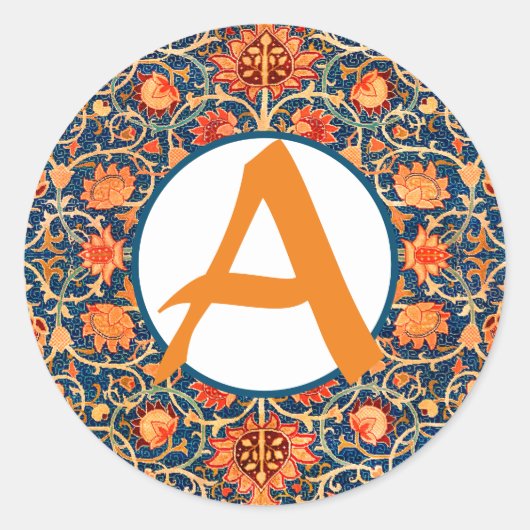 aangepaste monogram William Morris ronde Sticker (Voorkant)