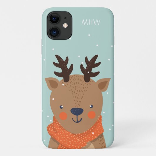 Aangepaste monogram Winter Deer-telefoongevallen Case-Mate iPhone Case (Achterkant)