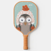 Aangepaste monogram Winter Owl Pickleball Paddle (Voorkant)