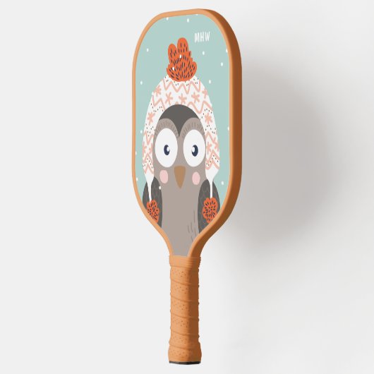 Aangepaste monogram Winter Owl Pickleball Paddle (Links)