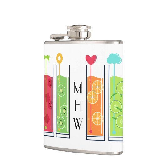 Aangepaste monogram zomersap heupfles (Links)