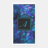 Aangepaste monogram zwart Blauw Abstracte verjaard Servet (Voorkant)