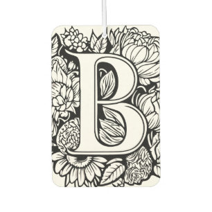 Aangepaste Monogram Zwart-Wit Bloemen Tattoo Art Luchtverfrisser