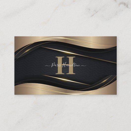 Aangepaste monogram zwart-wit en Gold Professional Visitekaartje (Voorkant)
