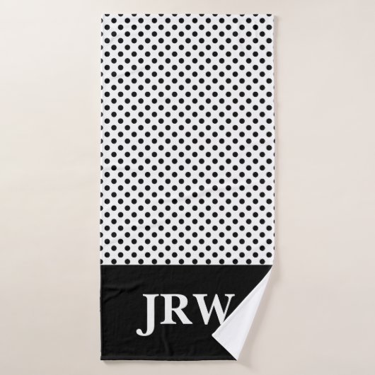 Aangepaste monogram zwarte en witte doekdoekset bad handdoek (Badhanddoek)